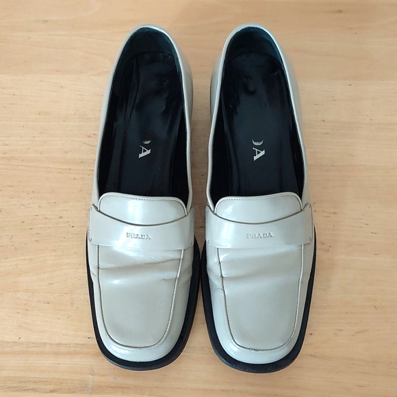 Prada Cream Patent Leather Loafers - Picture 6 of 16